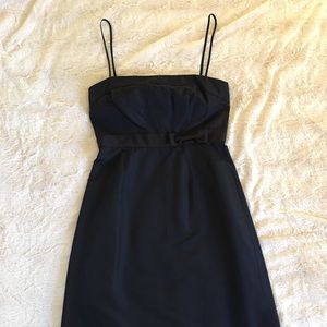 J Crew silk taffeta navy dress with bow.